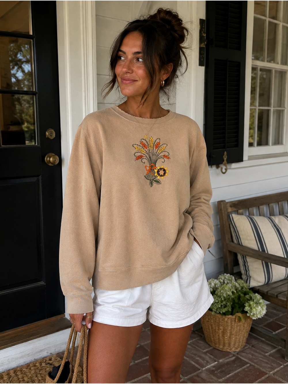 Vintage Basic Editions Fall Embroidered Sweatshirt Cottagecore Grannycore M